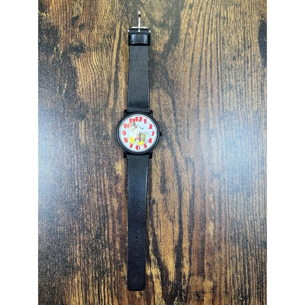 Vintage Lorus Quartz Mickey Mouse black wrist watch - Untested